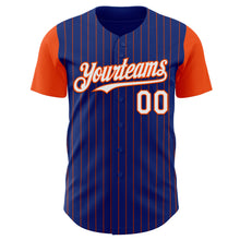 Load image into Gallery viewer, Custom Royal Orange Pinstripe White Authentic Two Tone Baseball Jersey