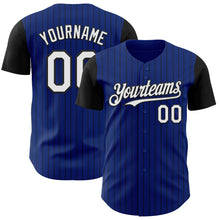 Load image into Gallery viewer, Custom Royal Black Pinstripe White Authentic Two Tone Baseball Jersey