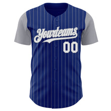 Load image into Gallery viewer, Custom Royal Gray Pinstripe White Authentic Two Tone Baseball Jersey