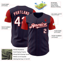 Load image into Gallery viewer, Custom Navy Red Pinstripe White Authentic Two Tone Baseball Jersey