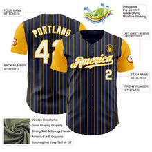 Load image into Gallery viewer, Custom Navy Gold Pinstripe White Authentic Two Tone Baseball Jersey