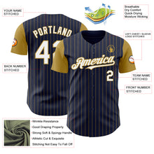 Load image into Gallery viewer, Custom Navy Old Gold Pinstripe White Authentic Two Tone Baseball Jersey