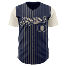 Load image into Gallery viewer, Custom Navy Cream Pinstripe Cream Authentic Two Tone Baseball Jersey