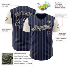 Load image into Gallery viewer, Custom Navy Cream Pinstripe Cream Authentic Two Tone Baseball Jersey
