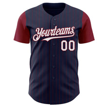 Load image into Gallery viewer, Custom Navy Crimson Pinstripe White Authentic Two Tone Baseball Jersey