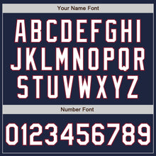 Load image into Gallery viewer, Custom Navy Crimson Pinstripe White Authentic Two Tone Baseball Jersey