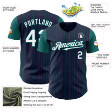 Load image into Gallery viewer, Custom Navy Teal Pinstripe White Authentic Two Tone Baseball Jersey