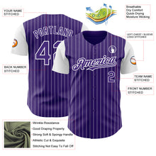 Load image into Gallery viewer, Custom Purple White Pinstripe White Authentic Two Tone Baseball Jersey