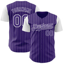 Load image into Gallery viewer, Custom Purple White Pinstripe White Authentic Two Tone Baseball Jersey