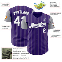 Load image into Gallery viewer, Custom Purple Gray Pinstripe White Authentic Two Tone Baseball Jersey