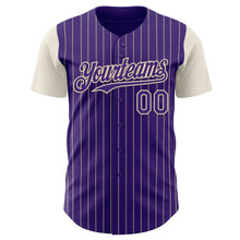 Загрузить изображение в средство просмотра галереи, Custom Purple Cream Pinstripe Cream Authentic Two Tone Baseball Jersey