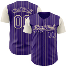 Загрузить изображение в средство просмотра галереи, Custom Purple Cream Pinstripe Cream Authentic Two Tone Baseball Jersey