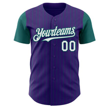 Laden Sie das Bild in den Galerie-Viewer, Custom Purple Teal Pinstripe White Authentic Two Tone Baseball Jersey