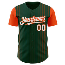 Load image into Gallery viewer, Custom Green Orange Pinstripe White Authentic Two Tone Baseball Jersey