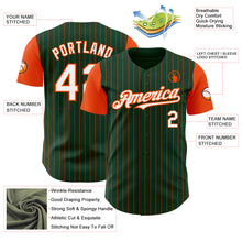 Load image into Gallery viewer, Custom Green Orange Pinstripe White Authentic Two Tone Baseball Jersey