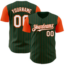 Load image into Gallery viewer, Custom Green Orange Pinstripe White Authentic Two Tone Baseball Jersey