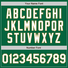 Load image into Gallery viewer, Custom Kelly Green Old Gold Pinstripe White Authentic Two Tone Baseball Jersey