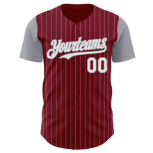 Загрузить изображение в средство просмотра галереи, Custom Crimson Gray Pinstripe White Authentic Two Tone Baseball Jersey
