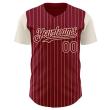 Загрузить изображение в средство просмотра галереи, Custom Crimson Cream Pinstripe Cream Authentic Two Tone Baseball Jersey