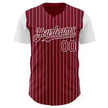 Laden Sie das Bild in den Galerie-Viewer, Custom Crimson White Pinstripe White Authentic Two Tone Baseball Jersey