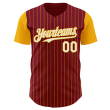 Load image into Gallery viewer, Custom Crimson Gold Pinstripe White Authentic Two Tone Baseball Jersey