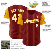 Load image into Gallery viewer, Custom Crimson Gold Pinstripe White Authentic Two Tone Baseball Jersey