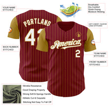 Load image into Gallery viewer, Custom Crimson Old Gold Pinstripe White Authentic Two Tone Baseball Jersey