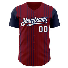 Laden Sie das Bild in den Galerie-Viewer, Custom Crimson Navy Pinstripe White Authentic Two Tone Baseball Jersey