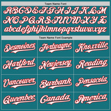 Load image into Gallery viewer, Custom Teal Red Pinstripe White Authentic Two Tone Baseball Jersey