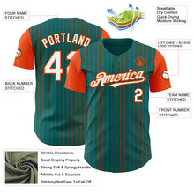 Load image into Gallery viewer, Custom Teal Orange Pinstripe White Authentic Two Tone Baseball Jersey