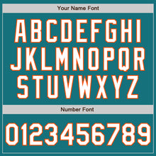 Load image into Gallery viewer, Custom Teal Orange Pinstripe White Authentic Two Tone Baseball Jersey