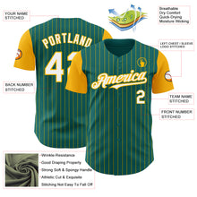 Load image into Gallery viewer, Custom Teal Gold Pinstripe White Authentic Two Tone Baseball Jersey