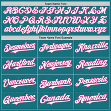Load image into Gallery viewer, Custom Teal Pink Pinstripe White Authentic Two Tone Baseball Jersey
