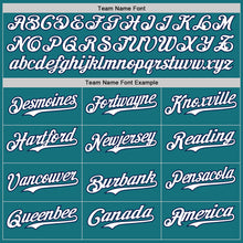 Laden Sie das Bild in den Galerie-Viewer, Custom Teal Navy Pinstripe White Authentic Two Tone Baseball Jersey
