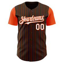 Load image into Gallery viewer, Custom Brown Orange Pinstripe White Authentic Two Tone Baseball Jersey
