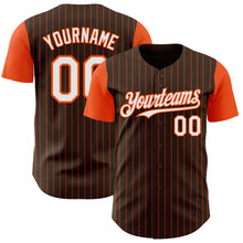 Load image into Gallery viewer, Custom Brown Orange Pinstripe White Authentic Two Tone Baseball Jersey