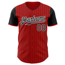 Laden Sie das Bild in den Galerie-Viewer, Custom Red Black Pinstripe White Authentic Two Tone Baseball Jersey