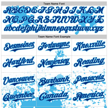 Load image into Gallery viewer, Custom White Royal-Sky Blue Splatter Camo Two Tone Authentic Baseball Jersey