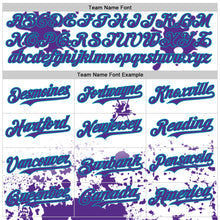 Load image into Gallery viewer, Custom White Purple Teal-Gray Splatter Camo Two Tone Authentic Baseball Jersey