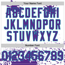 Load image into Gallery viewer, Custom White Purple Teal-Gray Splatter Camo Two Tone Authentic Baseball Jersey