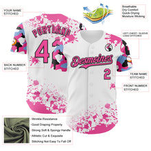 Load image into Gallery viewer, Custom White Pink Black-Blue Splatter Camo Two Tone Authentic Baseball Jersey