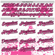 Load image into Gallery viewer, Custom White Pink Black-Blue Splatter Camo Two Tone Authentic Baseball Jersey