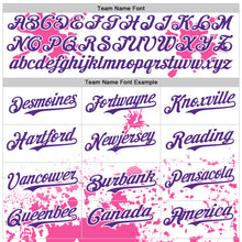 Load image into Gallery viewer, Custom White Purple Pink-Blue Splatter Camo Two Tone Authentic Baseball Jersey