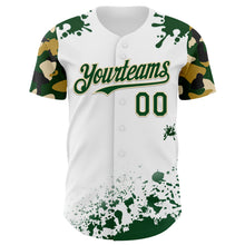 Load image into Gallery viewer, Custom White Green-Cream Splatter Camo Two Tone Authentic Baseball Jersey