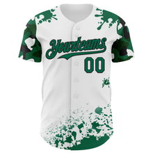 Загрузить изображение в средство просмотра галереи, Custom White Kelly Green-Black Splatter Camo Two Tone Authentic Baseball Jersey