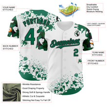 Загрузить изображение в средство просмотра галереи, Custom White Kelly Green-Black Splatter Camo Two Tone Authentic Baseball Jersey