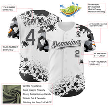 Load image into Gallery viewer, Custom White Steel Gray-Black Splatter Camo Two Tone Authentic Baseball Jersey