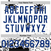 Load image into Gallery viewer, Custom White Royal-Black Splatter Camo Two Tone Authentic Baseball Jersey