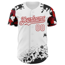 Load image into Gallery viewer, Custom White Red-Black Splatter Camo Two Tone Authentic Baseball Jersey