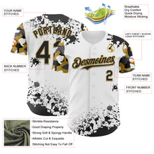 Load image into Gallery viewer, Custom White Black-Old Gold Splatter Camo Two Tone Authentic Baseball Jersey